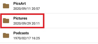 『Pictures』をタップ