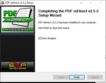 インストール完了の画面