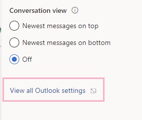 「View all Outlook settings」をクリック