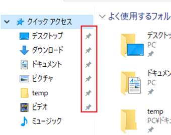 ピン留めアイコン