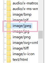 「HKEY_CURRENT_USER\SOFTWARE\Classes\MIME\Database\Content Type\image/jpeg」を開く