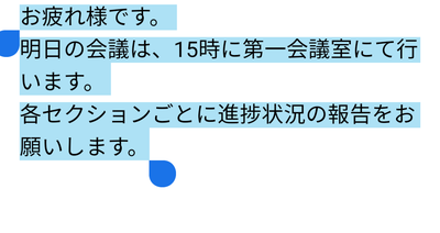 テキストの範囲選択状態