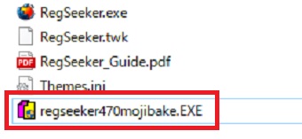 『文字化け対策パッチ』の中身をRegSeeker.exeがある場所にコピペし、ダブルクリック