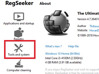 『Tools and system』をクリック