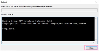 「Completed」と表示された画面
