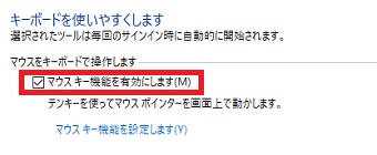 『マウスキー機能を有効にします』にチェックを入れる