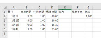 残業代が発生する時のエクセルでの給与の計算