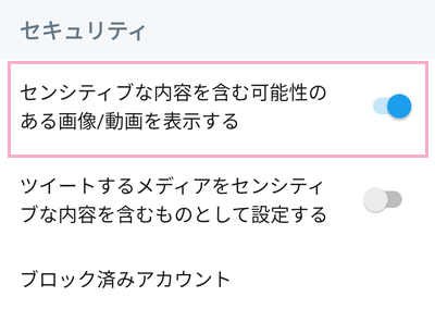 「セキュリティ」項目の「センシティブな内容を含む可能性のある画像/動画を表示する」をオンにする