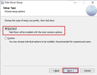 インストール方法は[Standard]のまま[Next]をクリック