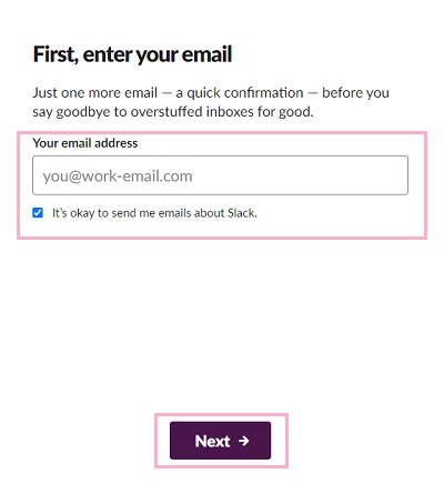 メールアドレスを入力し「Next」をクリック