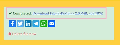 「Completed：Download File」の画面