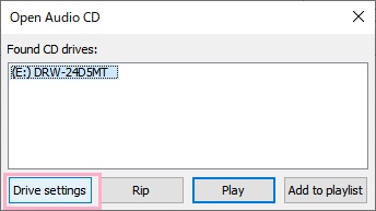 使用するドライブを選択し、「Drive settings」をクリック