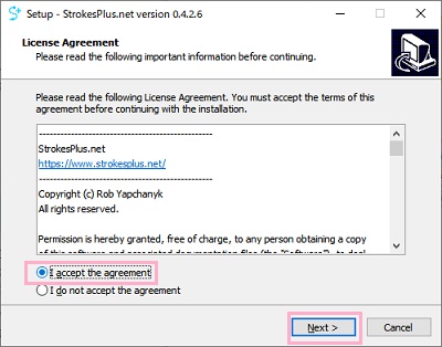 I accept the agreement」を選択→「Next」をクリック