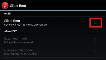「Dvice will NOT be muted on shutdown」のチェックボックスをオンにする