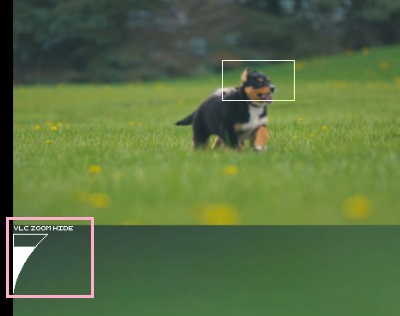 「VLC ZOOMWIDE」バーでズームの倍率を調整することができる