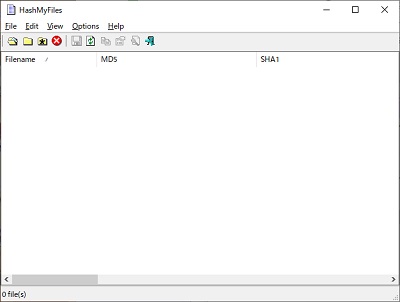 HashMyFilesの起動画面