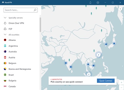 NordVPNサーバーマップ
