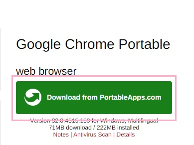 「Download from PortableApps.com」ボタンをクリック