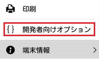 『開発者向けオプション』をタップ