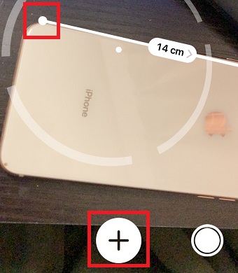 白い丸を終点に移動させ『＋』をタップ