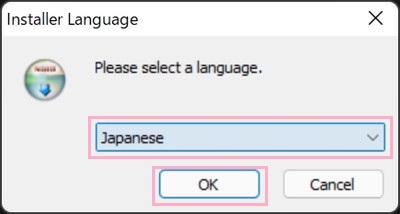 言語確認画面