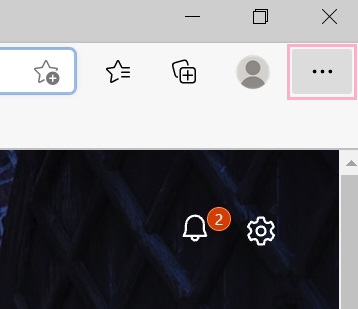 ウィンドウ右上のメニューボタンをクリック