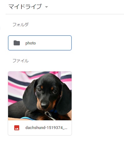マイドライブに追加されたファイル例