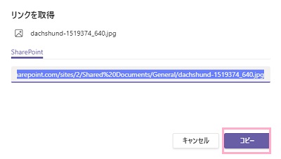 「コピー」をクリック