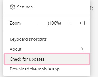 「Check for updates」をクリック