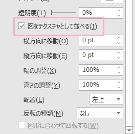 「図をテクスチャとして並べる」のチェックボックスをクリック