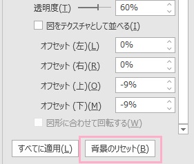 「背景のリセット」ボタンをクリック