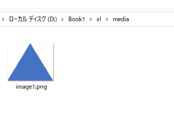 作成されたフォルダ内の「xl」→「media」フォルダに先程コピーした図や写真が保存されている