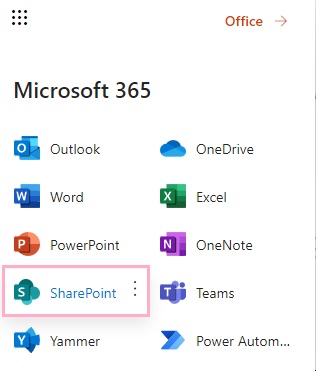 「SharePoint」をクリック