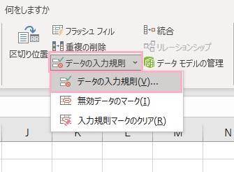 「データの入力規則」をクリック