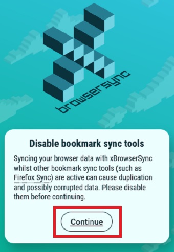 『Continue』をクリック