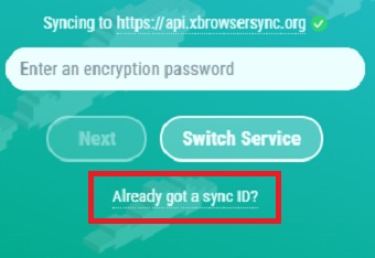 『Already got a sync ID』をクリック