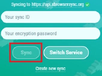 『Sync』をクリック