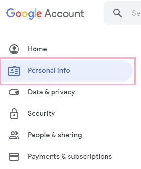 「Personal info」をクリック