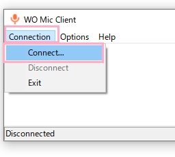 「Connection」→「Connect」の順にクリック