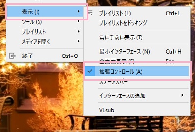 「表示」→「拡張コントロール」をクリック