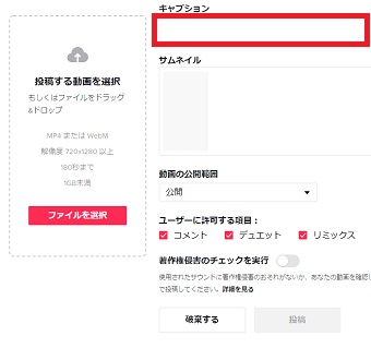 『キャプション』を入力
