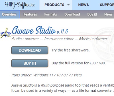 Awave Studioダウンロード画面