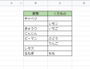 空白行のある表