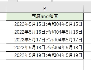1つのセルに西暦と和暦を一緒に表示できた
