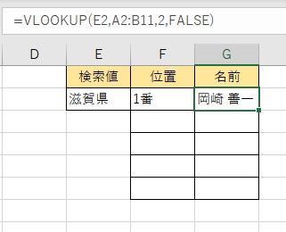 検索結果が表示された