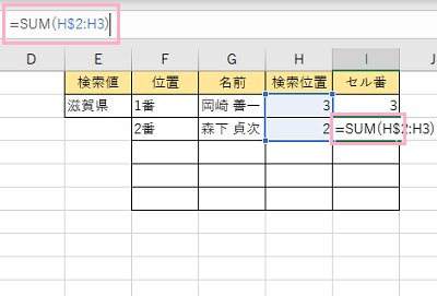 2番目のセル番セルに入力