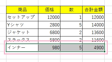 表の下部に緑線が表示されたら左クリックを離す