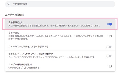 「自動字幕起こし」をクリックして無効化