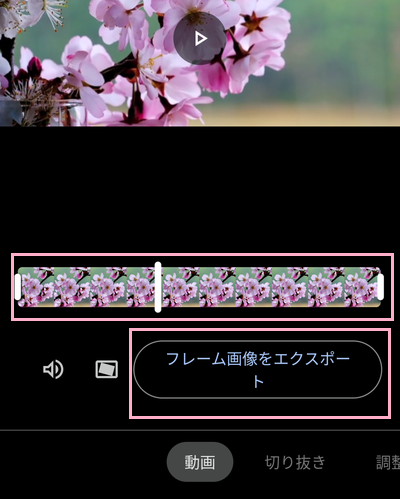 「フレーム画像をエクスポート」ボタンをタップ