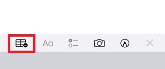 表のマークをタップ